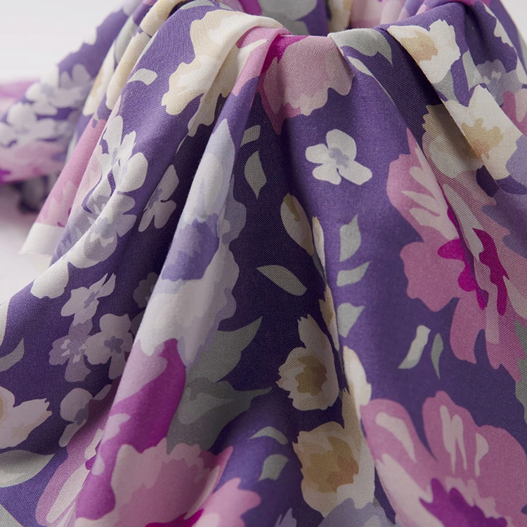 100% ткань «Чаллис» из искусственного шелка, цифровая печать на заказ, с розовыми цветочками на вискозной однотонной ткани 150gsm подходящих сумочек для вечеринок платье