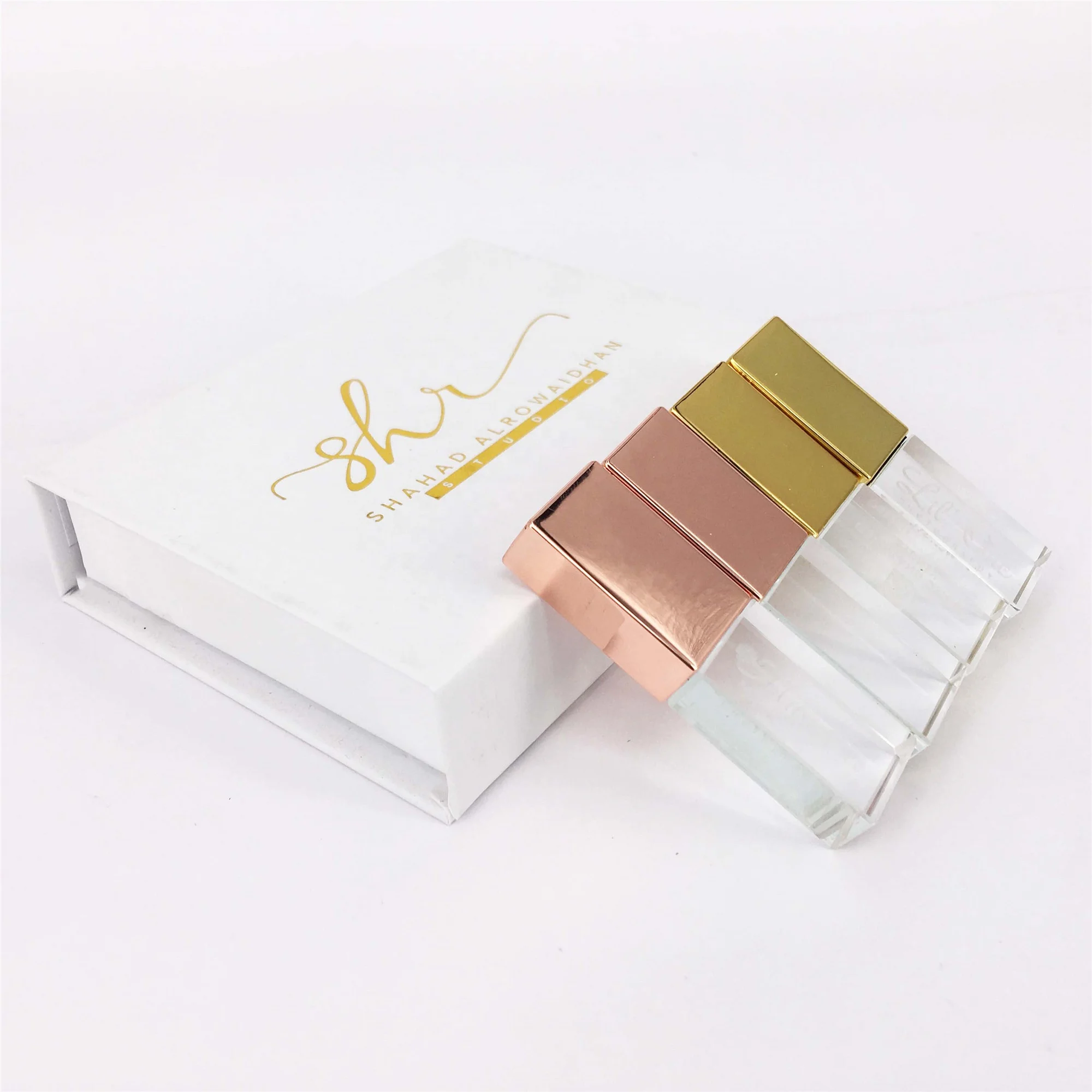 Elegant 4gig 8 GB 16g USB 3.0/2.0 Interface Yellow gold Glass usb stick 32GB with Linen gift box Pen drive Acrylic flashdrive