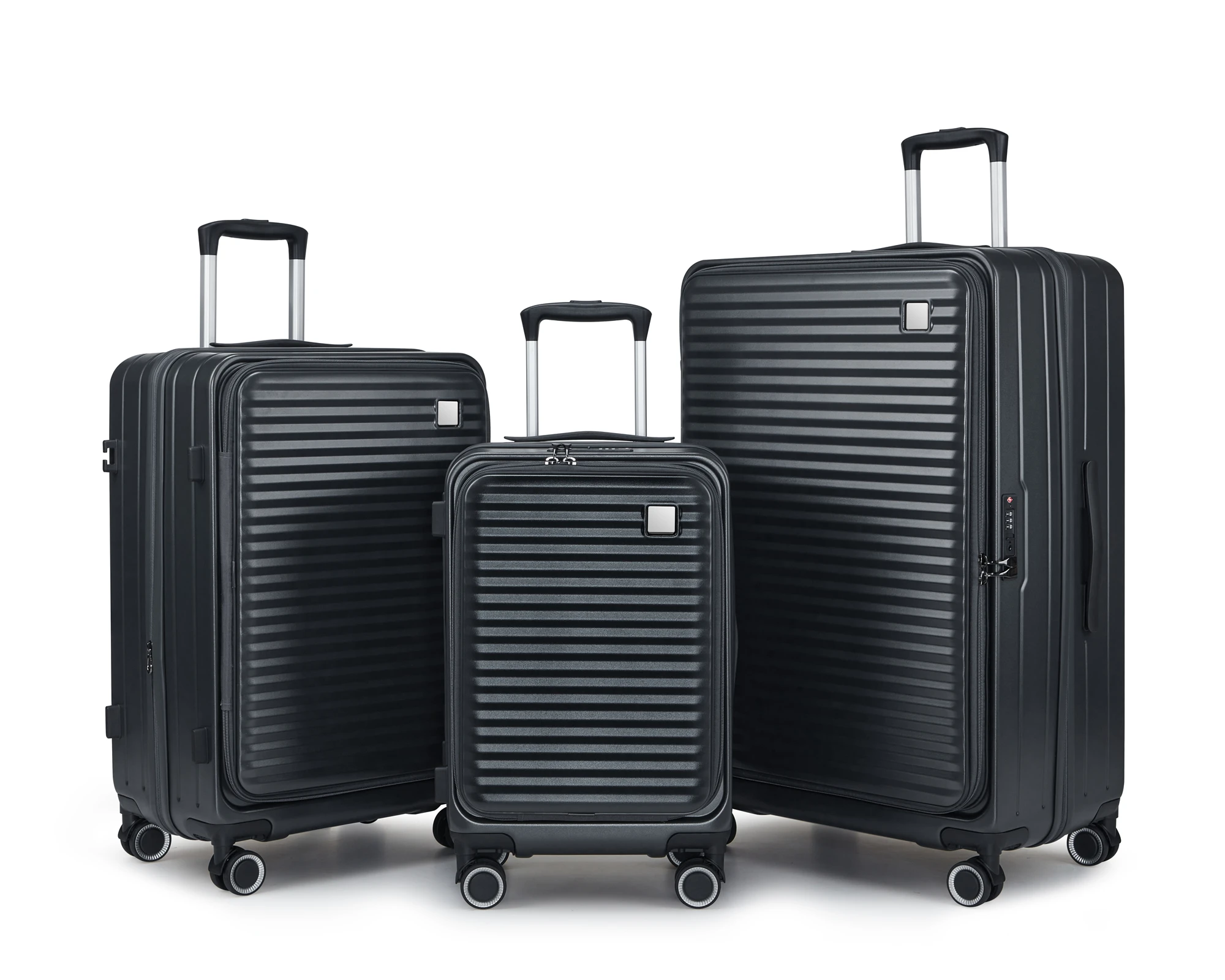 Large Capacity Expandable Front Opening Travel Trolley Case 3 Pcs Suitcase Set Laptop Compartment Travel Luggage