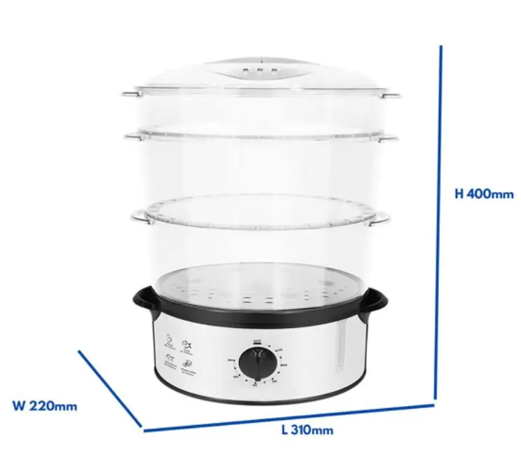 
Chinese mainland 3 layer 12L plastic electric home food steamer cooker with bpa free 