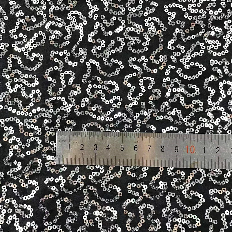 2022 New Polyester 4 ways Stretch Knit Sequins  Blue Embroidery Fabric For Dancewear Dress Costume Cloth Decoration,Width:130cm
