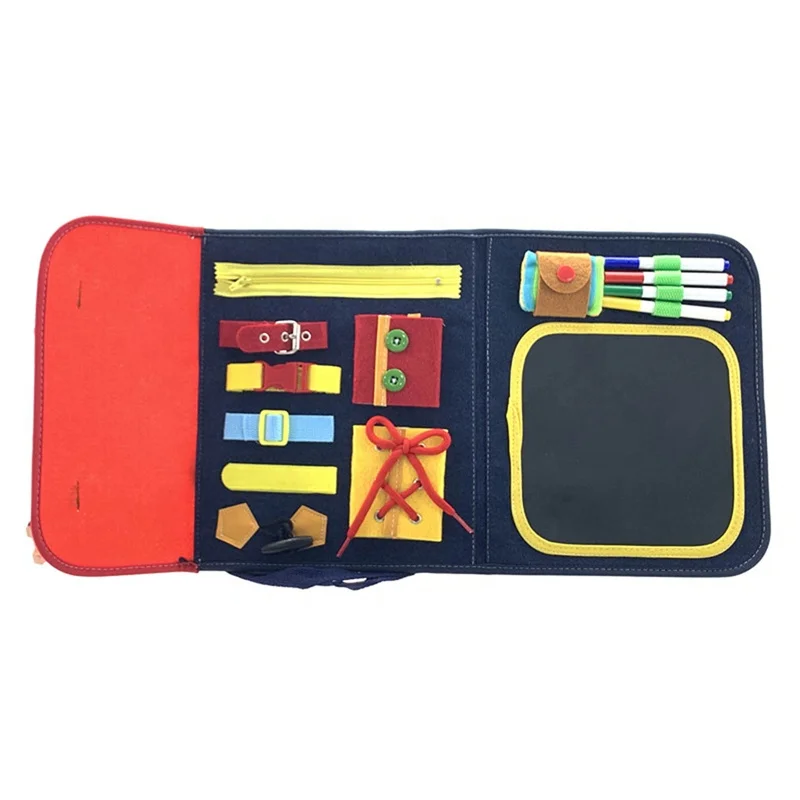 2023 New Children Intelligence Busy Briefcase Toy Set With Drawing Board And Pen Board Game Educational Toys