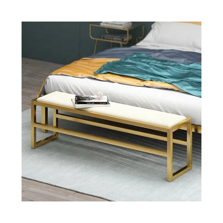 Легкий роскошный металлический каркас из искусственной кожи для кровати стул скамейка длинная гостиной модный диван