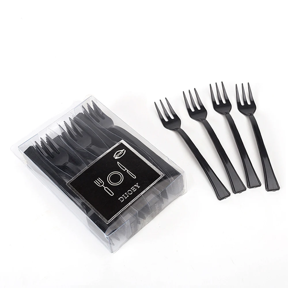 High quality ps pack cutlery set black mini plastic fork disposable