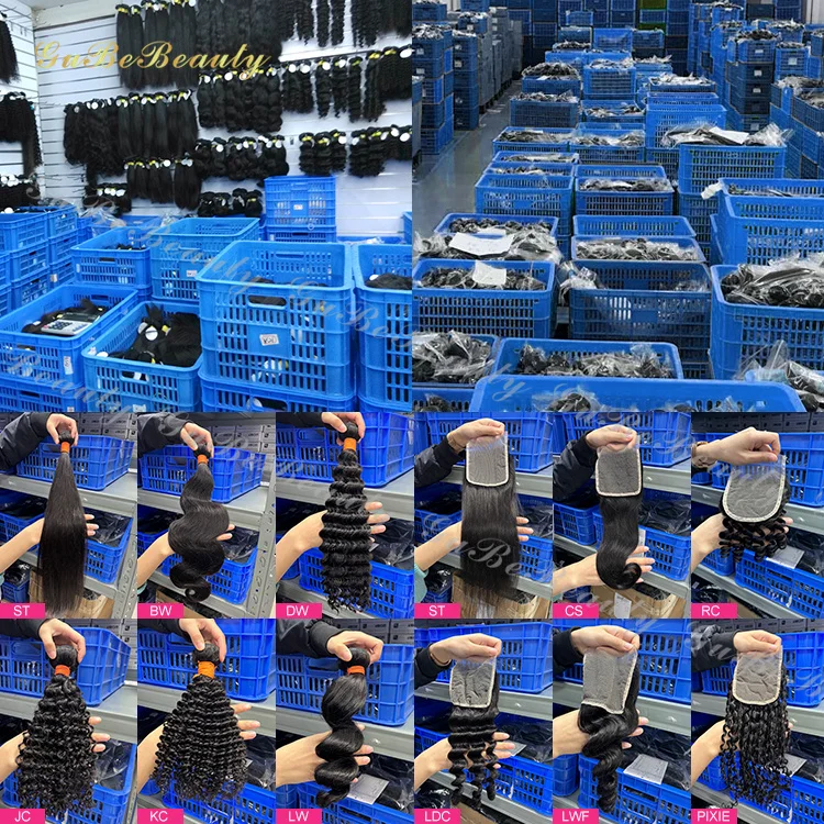 Gubebeauty wholesale human hair weave extensions 4*4 deep wave hair closure lace wigs 100% virgin human hair for black women