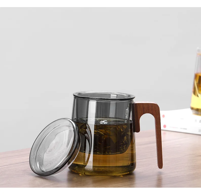 2022 Manufacturers wholesale Japanese-style heat-resistant wood separates office cups and tea and walnut filters to make tea mug