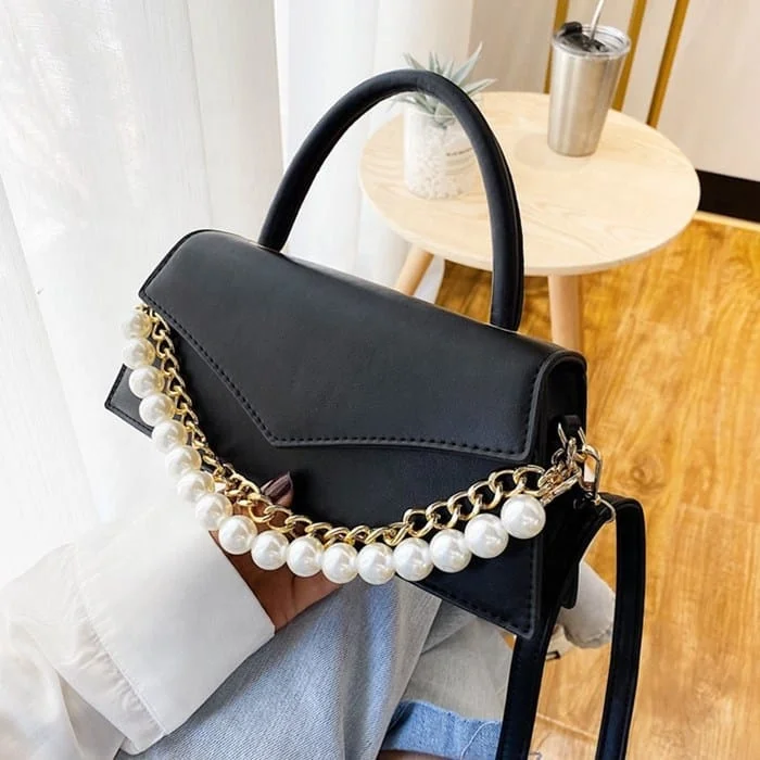 
Summer Beach Ladies Fashion Patry Pearl Chains Tote Single Side Shoulder Crossbody Handbag Women Hand Bags 
