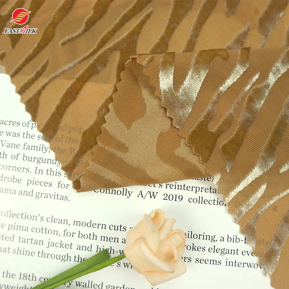 Manufacture cloth material polyester nylon stretch velboa velvet fabrics luxury burnout velvet fabric for dresses