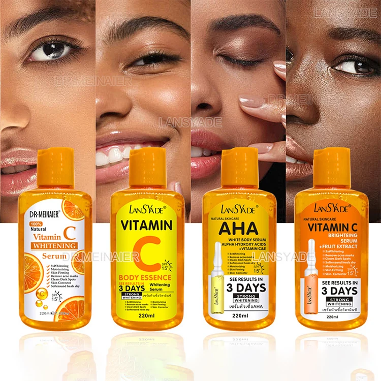 Private Label Facial Serum Pure Vitamin C Turmeric Natural AHA Moisturizing Anti-Wrinkle Brightening Whitening Face Body Serum