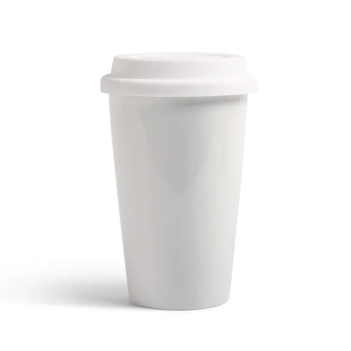 
MOQ 200 pcs 11 oz custom logo double wall ceramic mug, ceramic coffee tumbler with silicone lid 