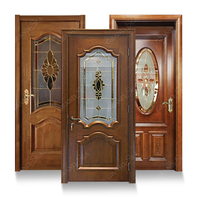 Manufacturer Customize Wholesale China Wholesale Smart Lock Hot Wood Door Wooden Single Door Flower Designs