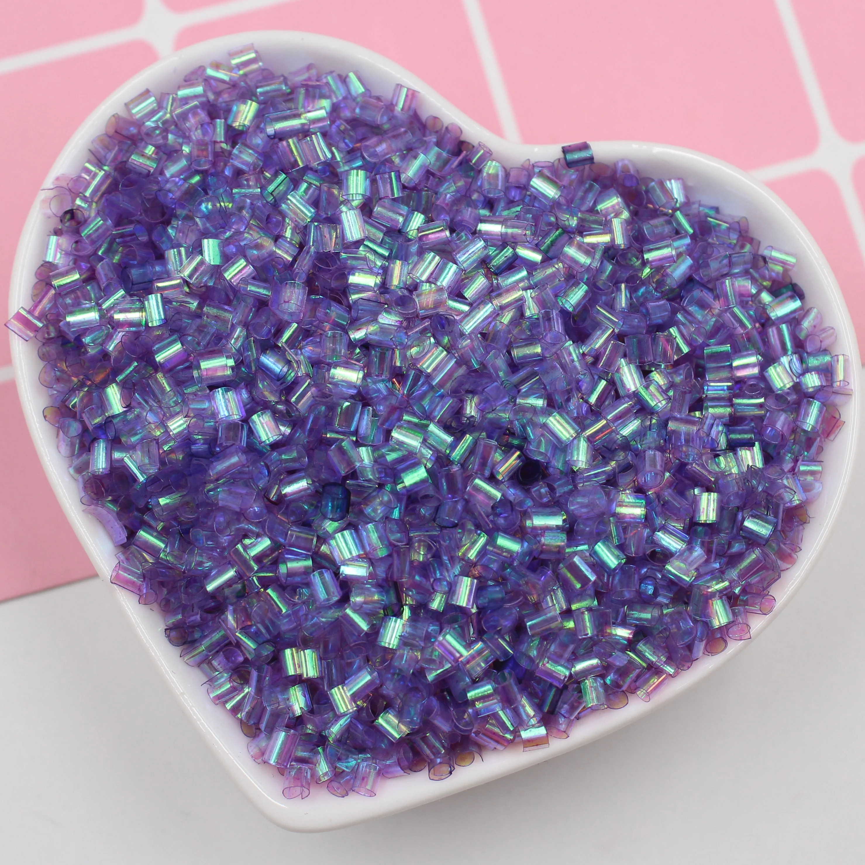 Wholesale 2*3mm Bingsu Beads 3D Iridescent Curved Soft Straw Tube Beads Sprinkles for Slime Kit Accessories