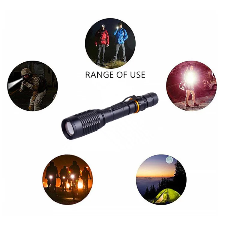 High Lumens XML t6 Big Ricky Zoom 5 Modes Led Torch Flashlight Tactical Torch Powerful LED Flashlights