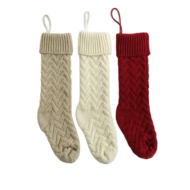 46 CM Knitted Wool Home Decoration Candy Bag Socks Set Gift Bag Socks Ornament Christmas Socks Wholesale