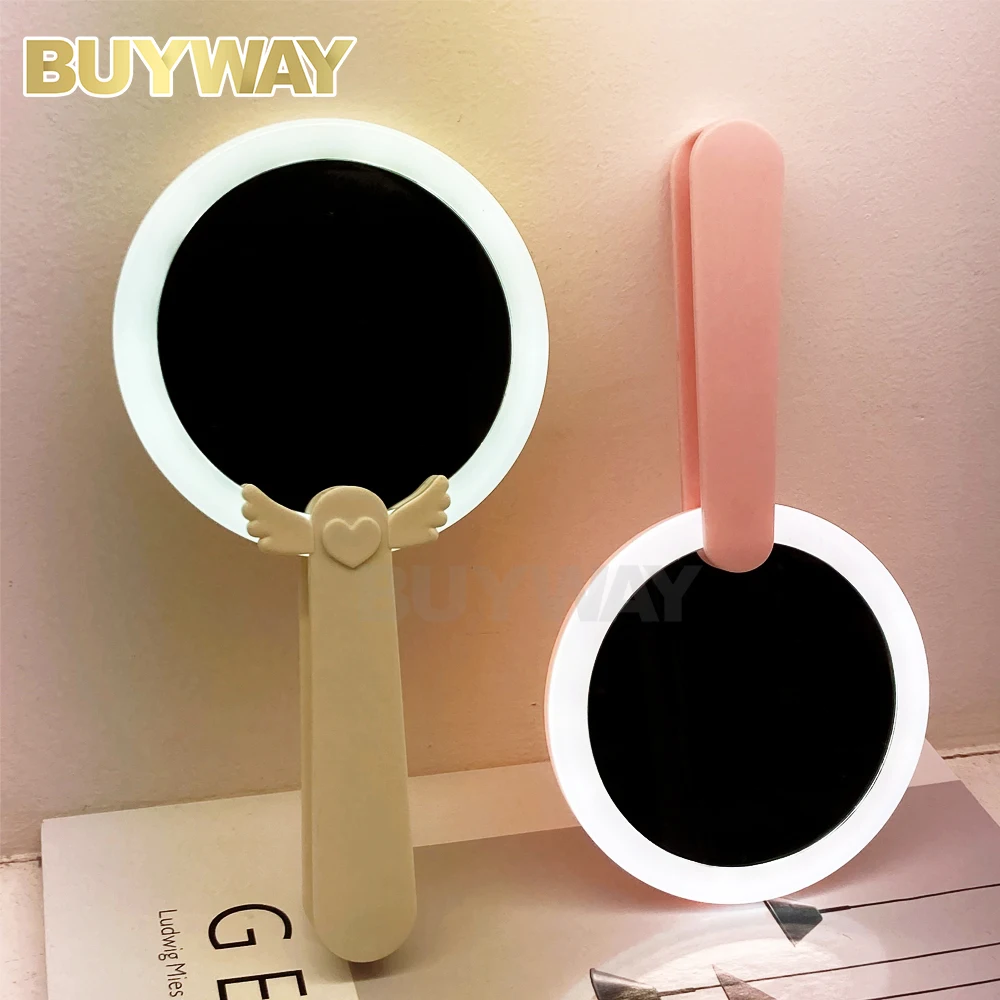 Usb Rechargeable Folding Led Lighted OEM High Quality Make Up Vanity Cute Pocket Travel Makeup Espejos Case Cosmetic Mirror