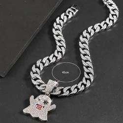 Manufacturer hip hop diamond funny ghost pendant chain gold plating chain necklace pendant for men jewelry