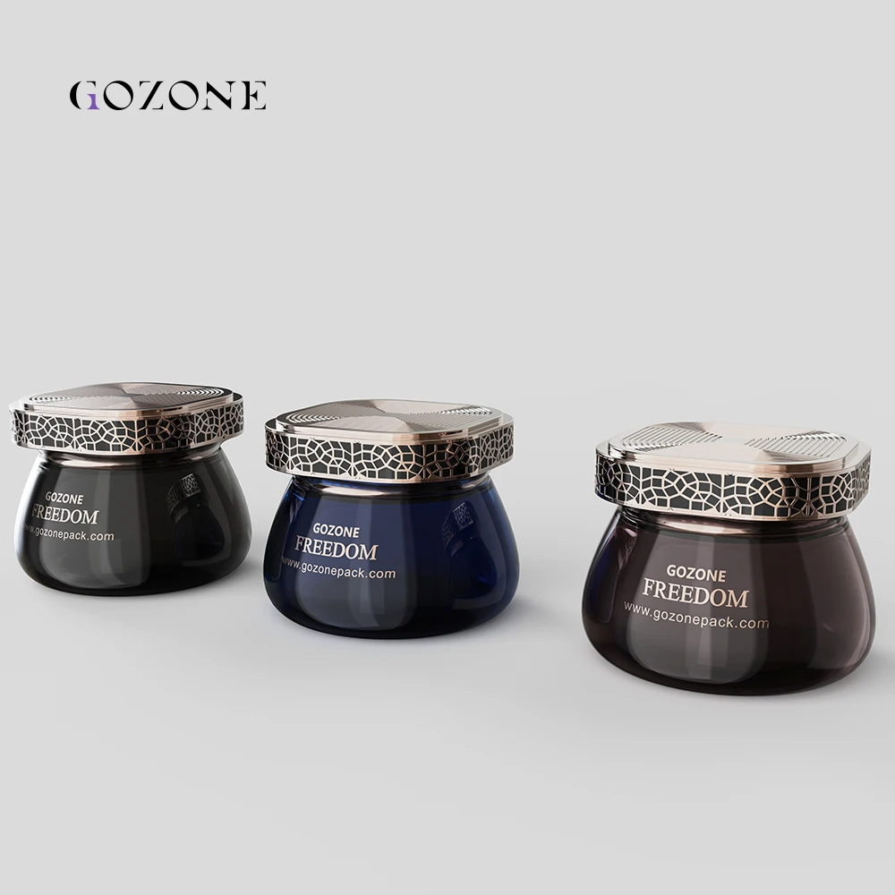 Manufacturers Decorative 1 Oz 35 Gram Opaque Luxury Wide Mouth Amber Bakhoor Arabic Glass Jar Supplier