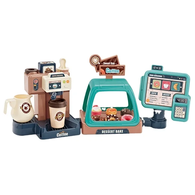 Tempo Toys 3 In 1 Shop Coffee Machine With Music Lights Brinquedo Pretend Play Kit Role Play Set Kids Pretend Play Toys
