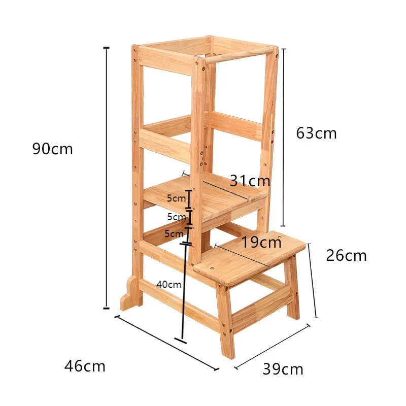 Non-slip baby kitchen hand-washing bamboo platform step pad foot height children step stool children learning tower