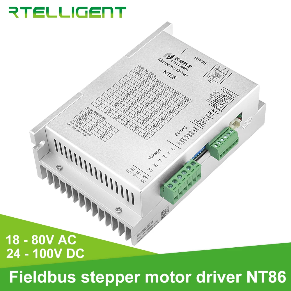 Rtelligent 2 3 phase Nema 34 NT86 18-80V RS485 Network ModBus Control Digital Stepper Motor Driver for Open Loop and Closed Loop