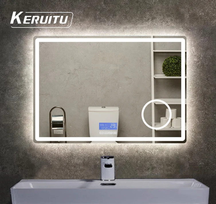 Amazon Hot Sale Smart Touch Screen Led Mirror  Sensor Wall Mounted Customizable Mirror With Light Anti-fog Bathroom Led Mirror