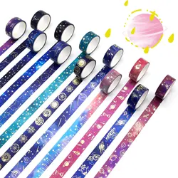 Washi Tape Set - Gold Foil Galaxy Decorative Masking Tape Constellation, Stars, Celestial, Adhesive Tape