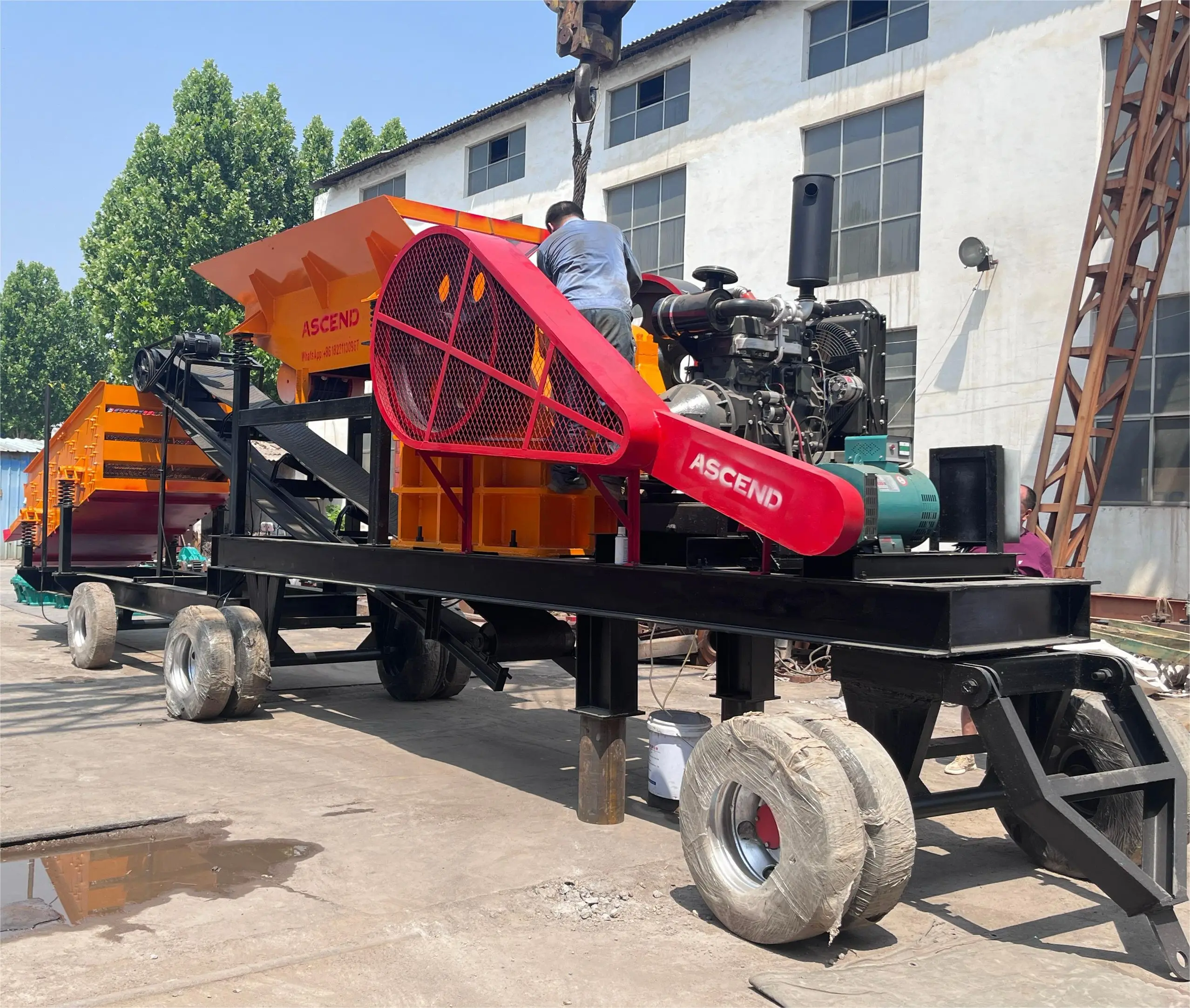 100 tph mobile jaw crusher and screen with diesel engine to break rock talc carbide slag orthoclase iron pyrite