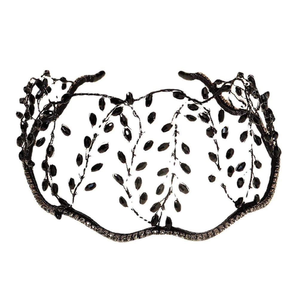 Handmade crystal beaded bridal crown Wedding tiara mesh bridal headband