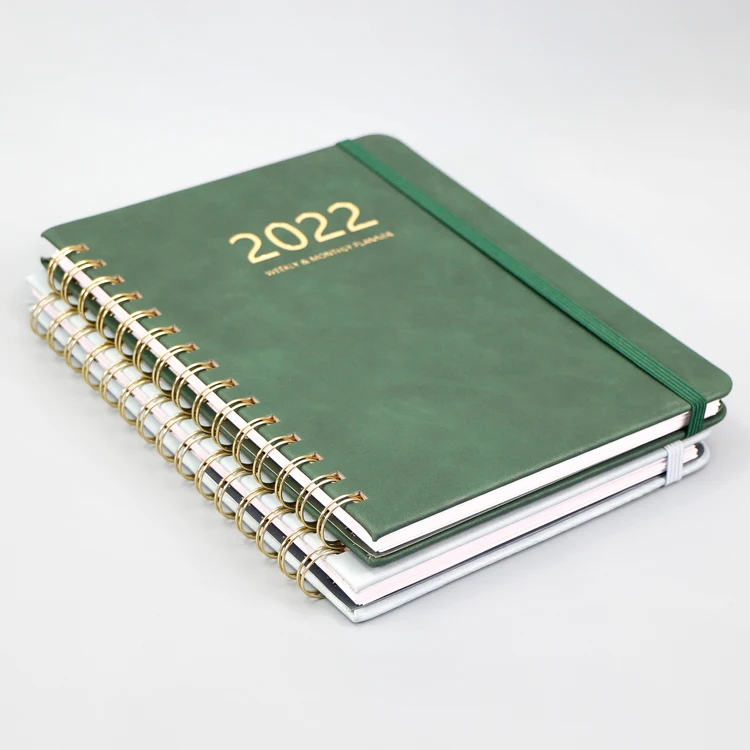 Custom printing 2022 agenda Fashion A5 Hardcover Calendar Life Organizer pu spiral notebook planner