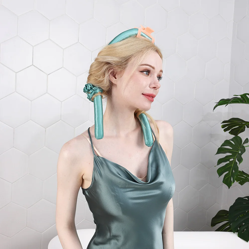 heatless hair curler silk hair roller waves curling rod headband scrunchie set 100% mulberry silk heatless curls