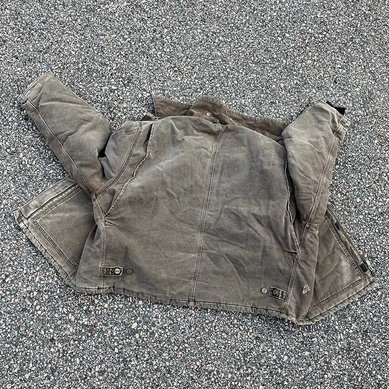 Custom Heavyweight Duck Canvas Work Jacket Men Distress Carpenter Trucker Detroit Work Workers Bomber Eisenhower Jacket