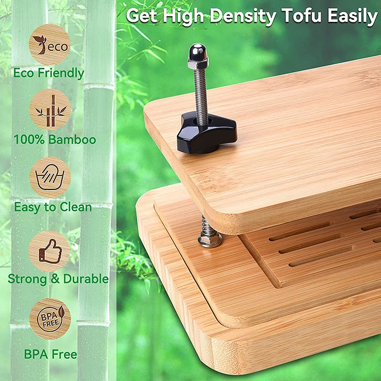 High Quality Creative Kitchen Making Tofu Tool Bamboo Wooden Tofu Press With Water Drying Tray
