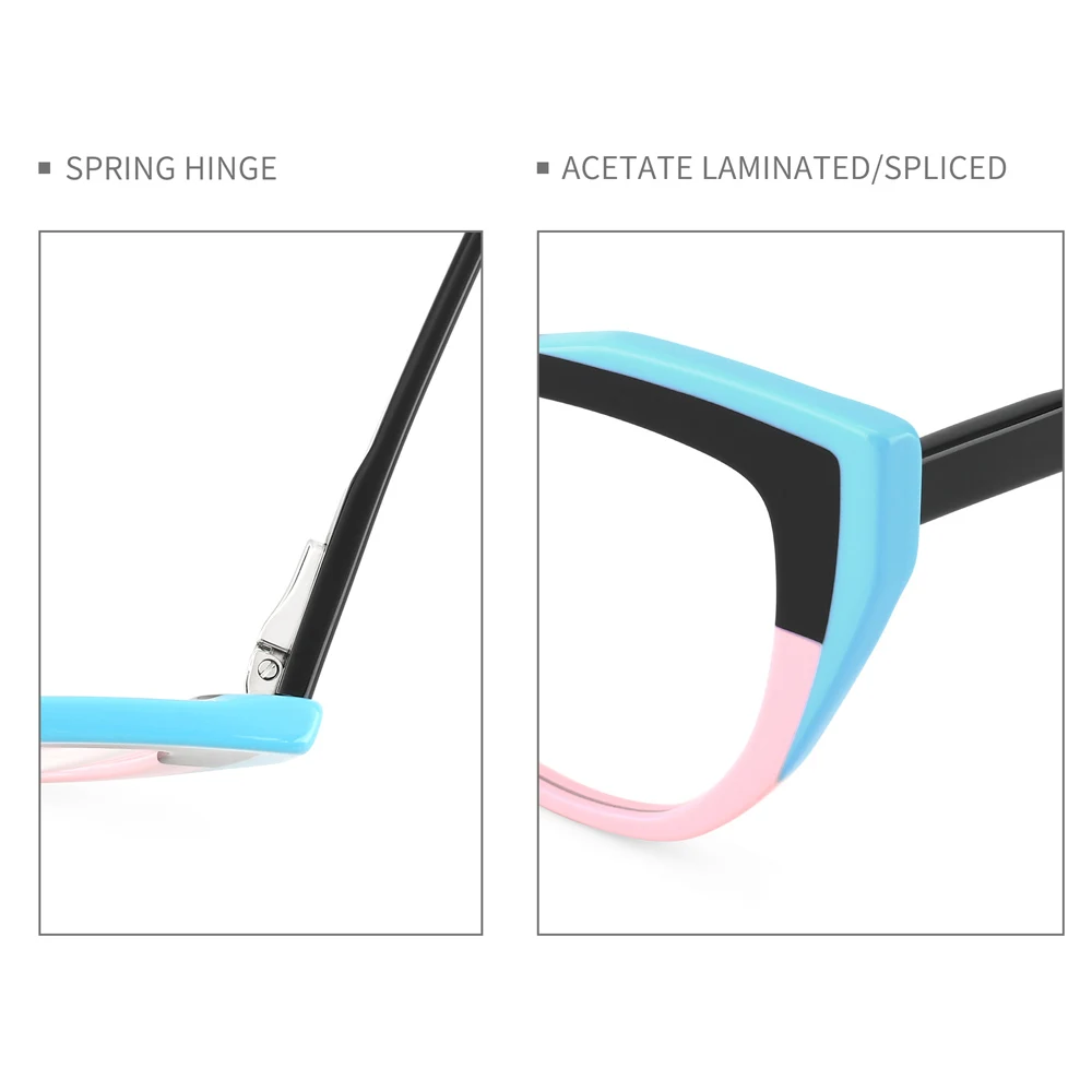 2022 Newest European Style Women Colorful Cat Eye Frame High Quality Acetate Optical Eyeglasses Frames