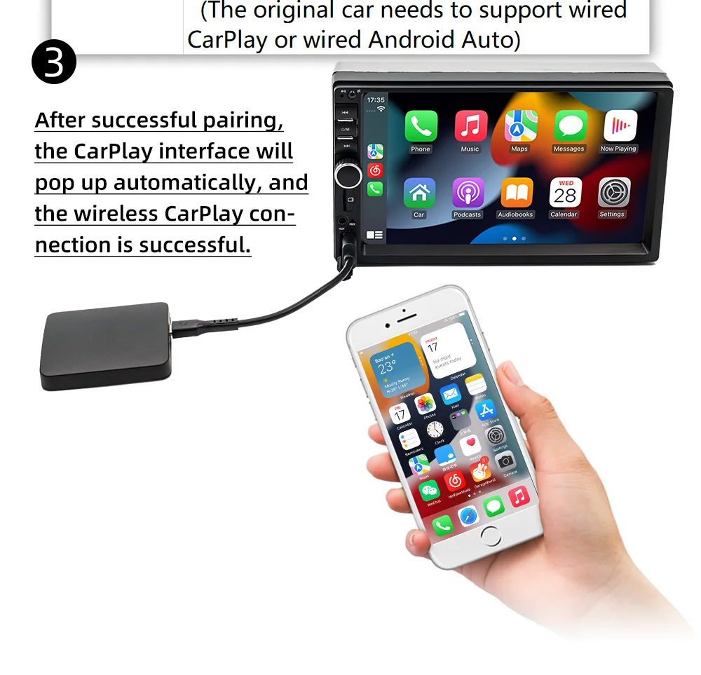 BQCC Wireless Carplay Adapter For Iphone /Android Dongle For OEM Wired Android Auto For BMW AUDIO BENZ FORD