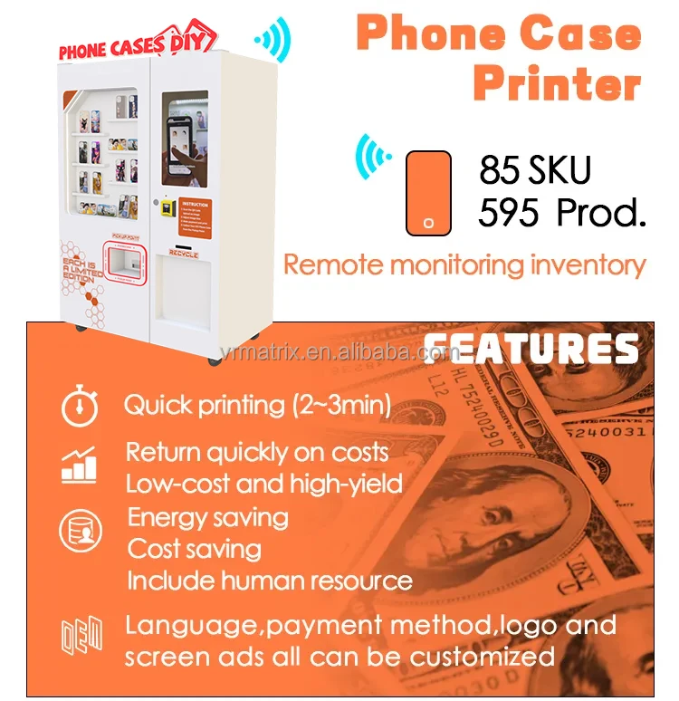 Hot Selling High Profit Phone Case Self-service Printer Automatic UV Phone Case Printing Machine Vending Machine