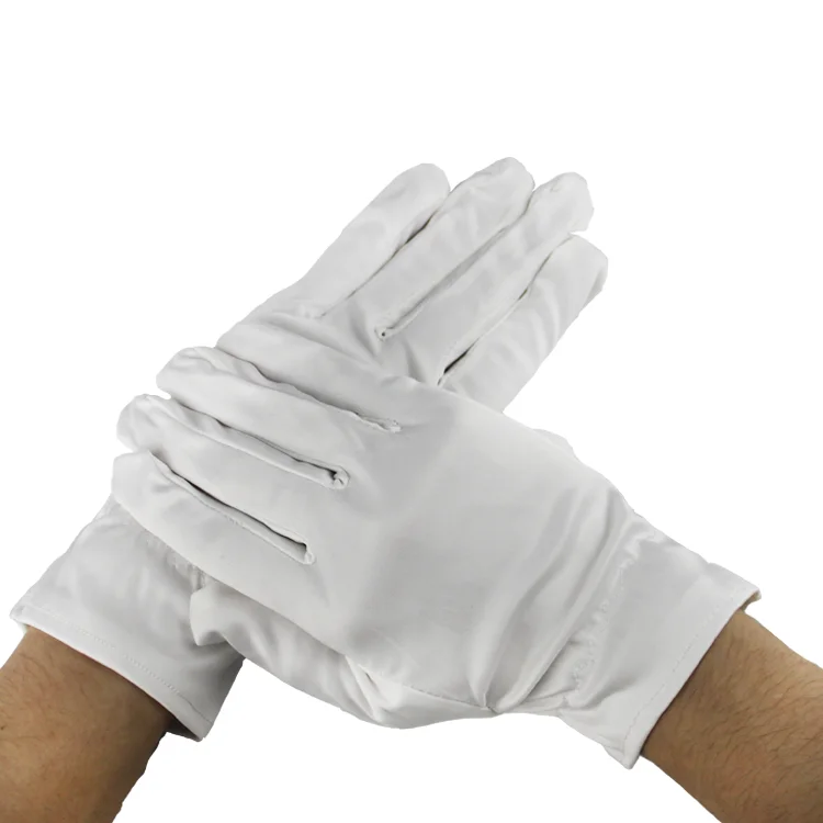 Manufacturer 100% microfiber gloves white polyester dust free gloves for jewelry