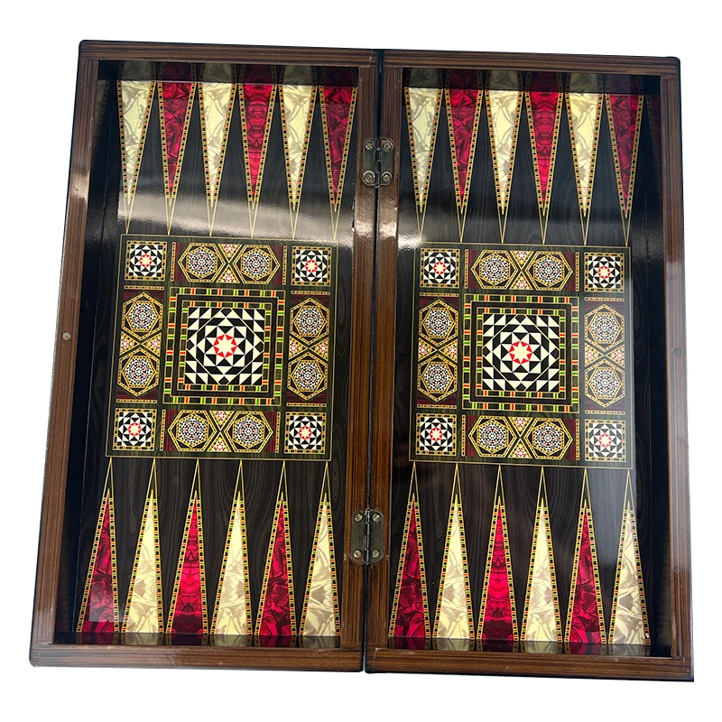 Custom Wood Piano Lacquer Table Games backgammon Middle East Arab chess PU Wood Box Puzzle games