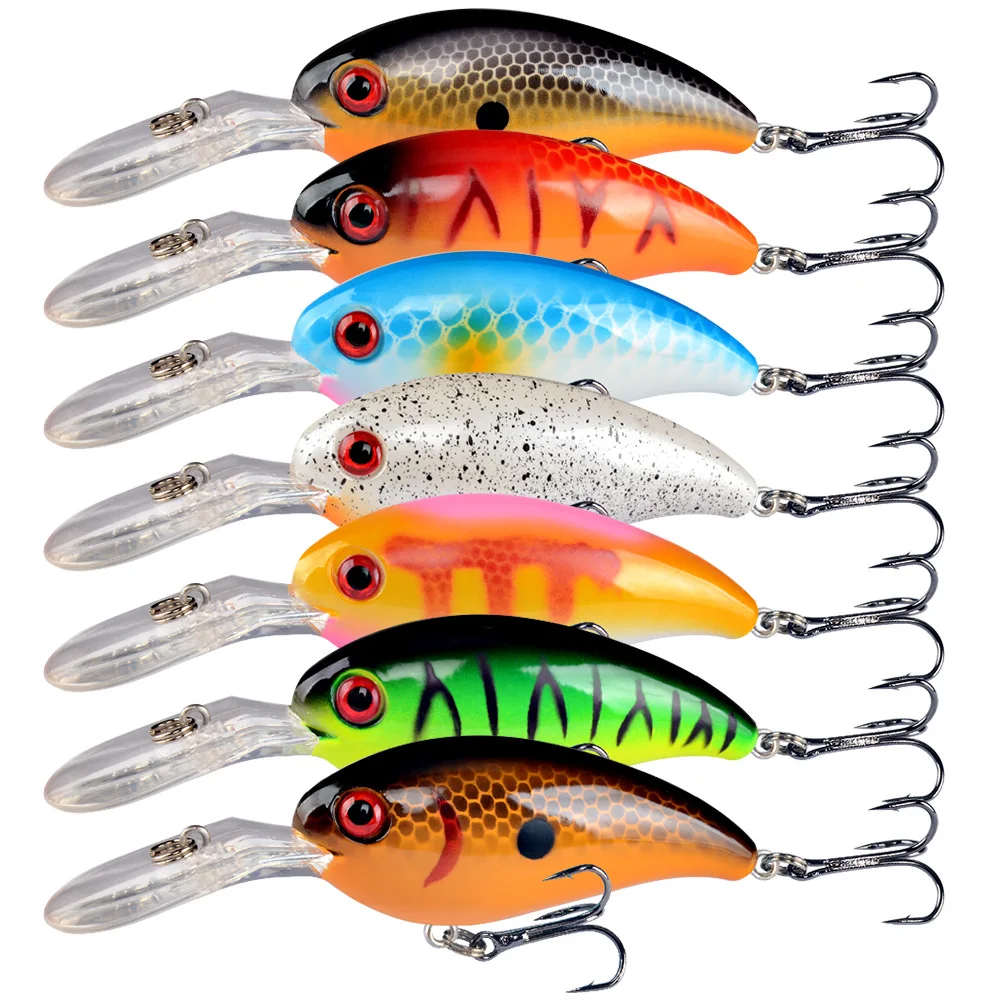 Jetshark Hot sale 10cm 14g 7 Colors  ABS Plastic 3D Lure Eyes Biomimetic Fishing lure Crank Lures