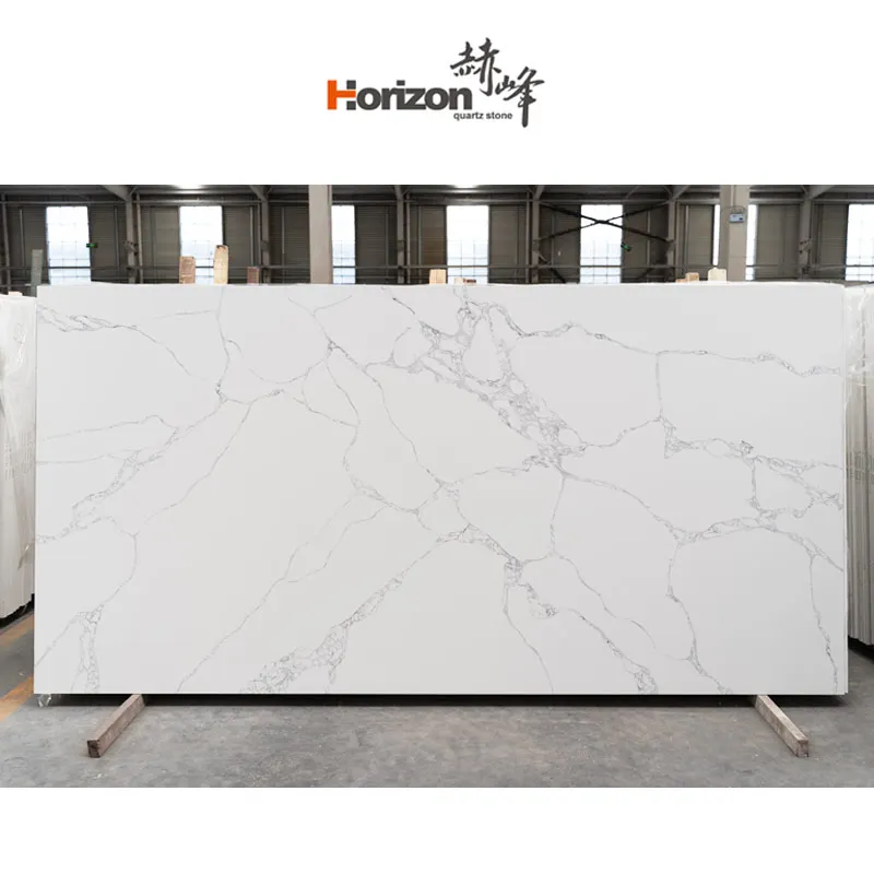 horizon can be customized kitchen countertop crystal white quartz artificial calacatta quartz