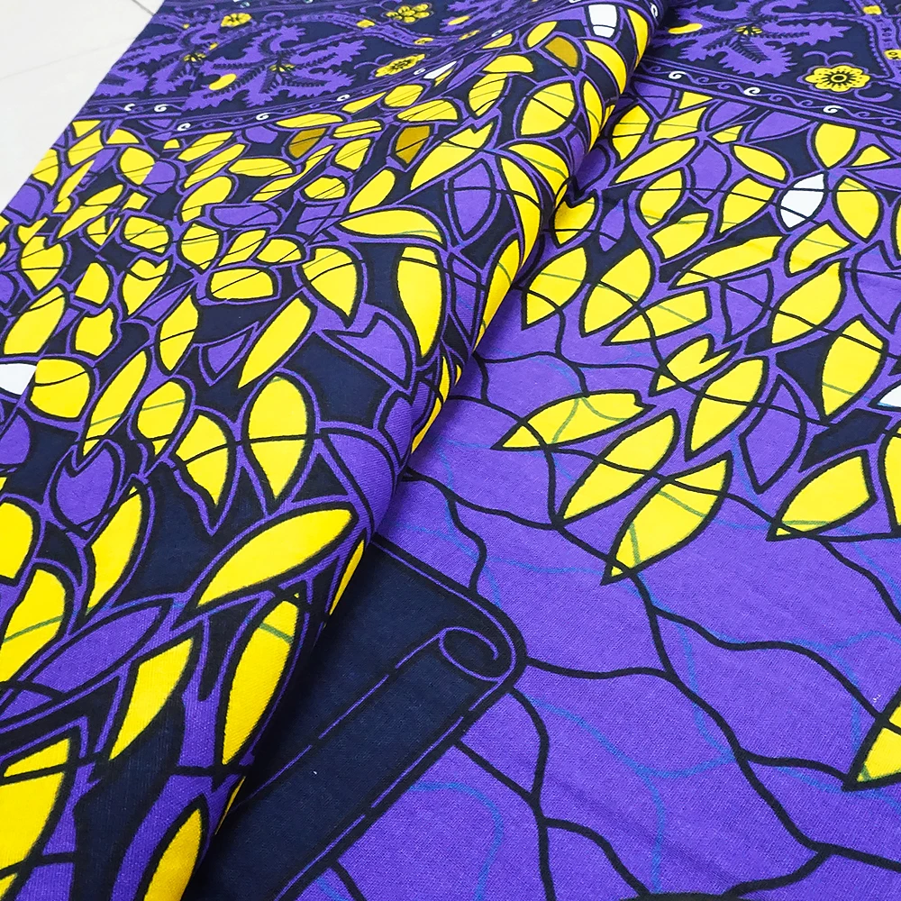 High Quality Chinese Manufacture pagne africain Wax Print African Ankara Real Wax 100% Cotton Block printing  For Making Clothes