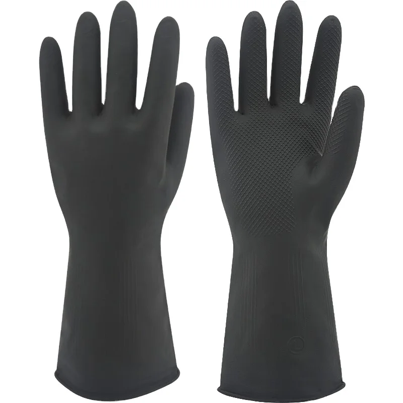Black Rubber heavy duty dirty work hand latex Industrial gloves