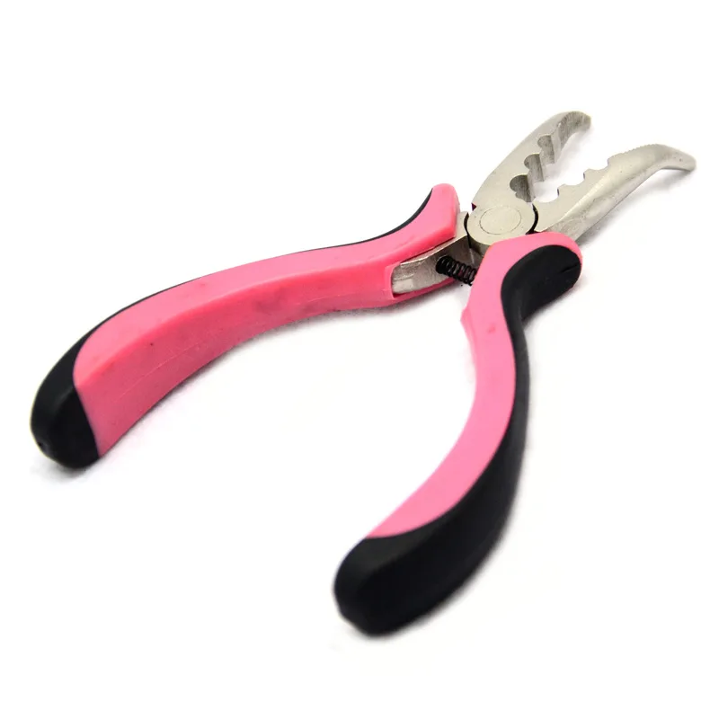 Supplies with Custom Logo Hair Extension Pliers for Pre-bonded Hair Extension Tools Plastic Handle + Metal Red Pink Bead Pliers