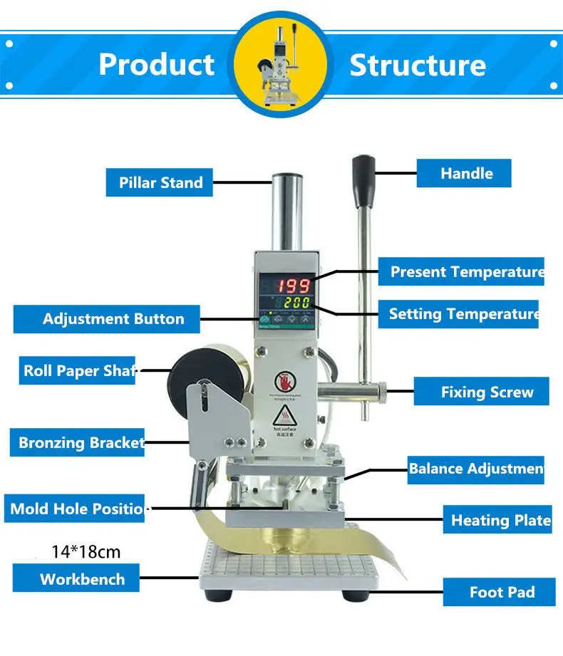 Stamping Machine Hot Foil For Leather Automatic Soap Metal Manual Digital Paper Plastic Die Logo Press Pneumatic Jewelry Pencil