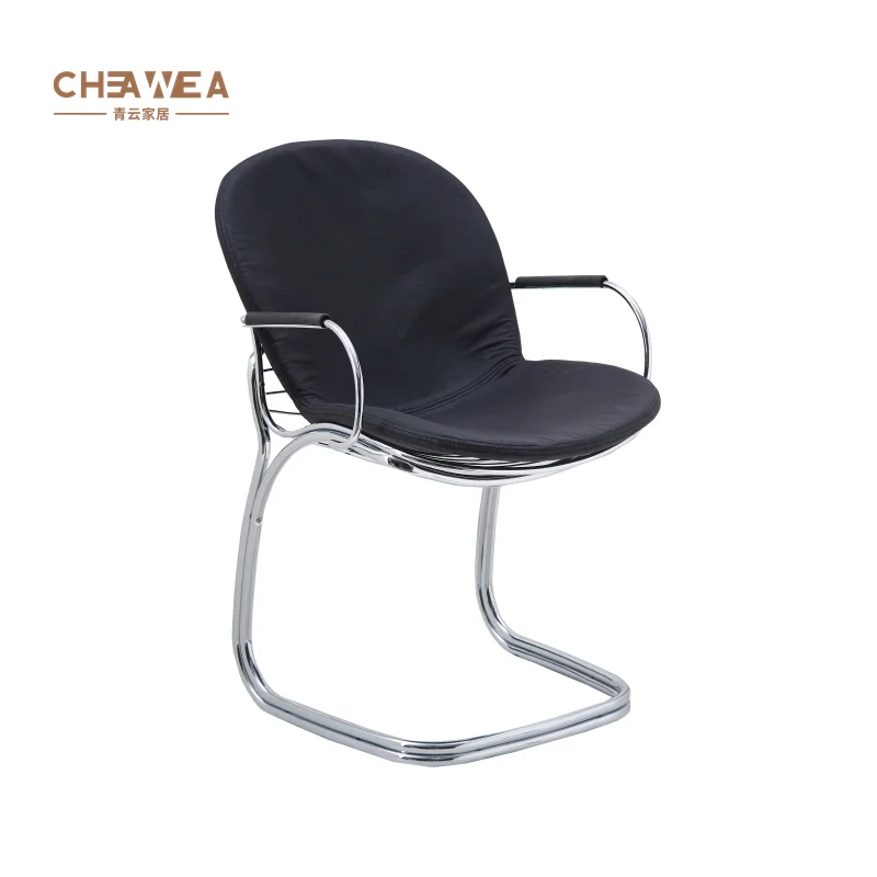 Metal Furniture Black Dining Chair for Living Room Conference Room Chairs Leather Cushion Chair
