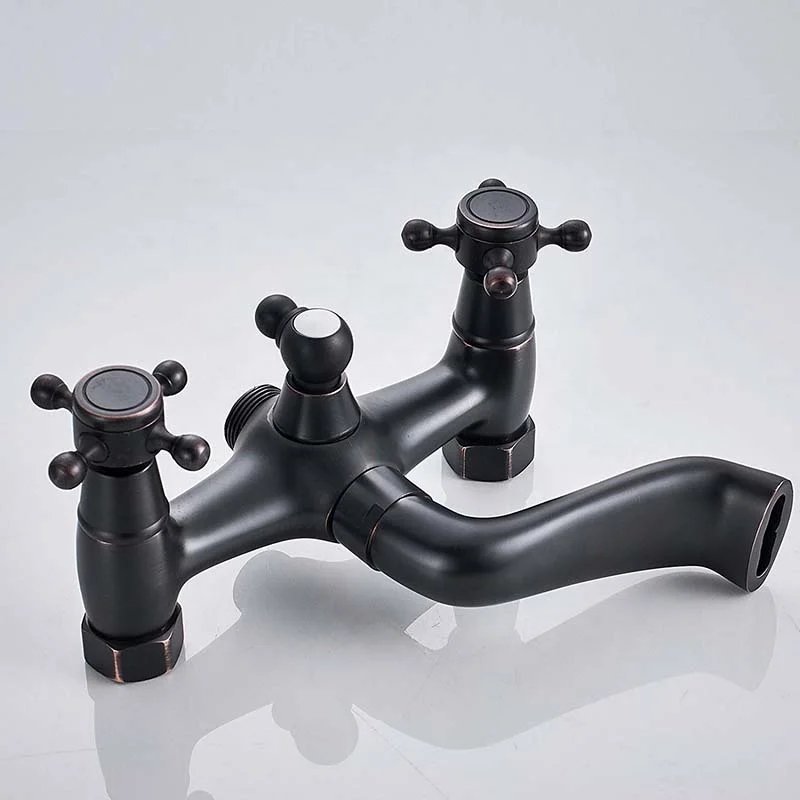 
Floor Mounted Black Bronze Bathroom Tub Sink Faucet Bathtub Mixer Faucet Dual Handle Free Standing Claw Foot Tub Mixer Faucet 