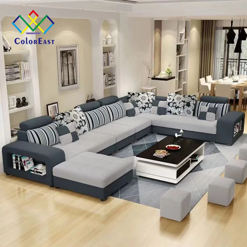 Exported More than 100 Countries Fabric Corner Sitting Couch U Shape Sofa CEFS002