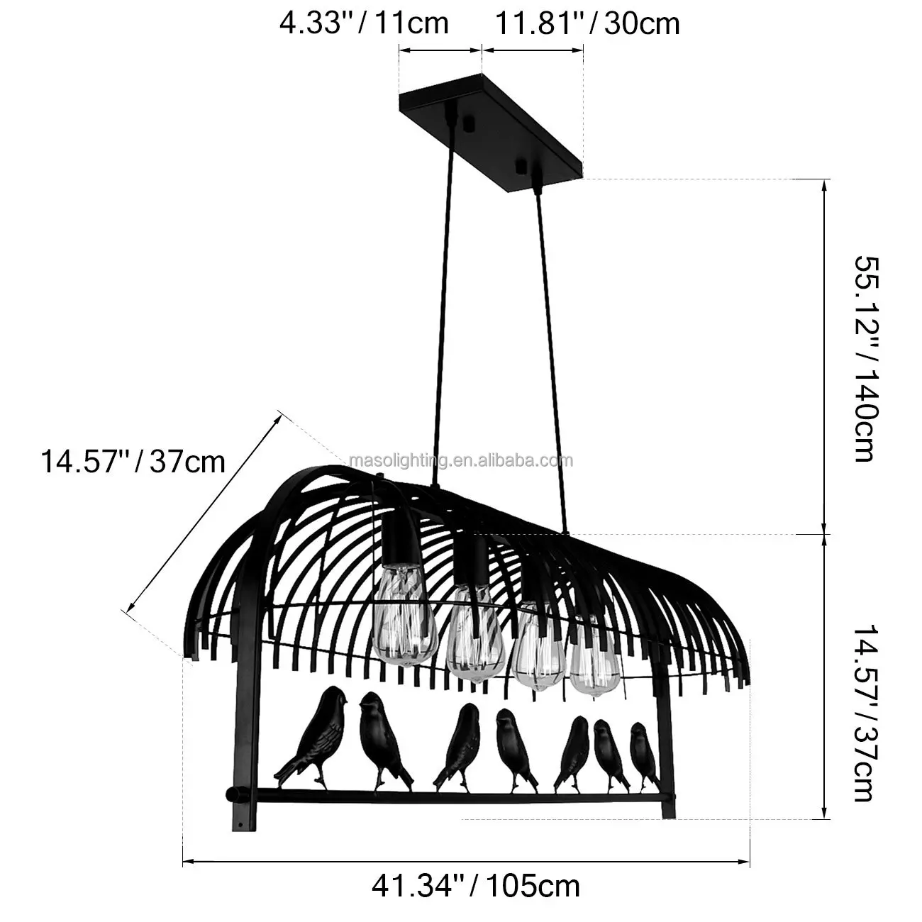 American Country farmhouse Vintage Bird Cage Iron Pendant Lamp for restaurant coffee shop bar interior Retro decoration