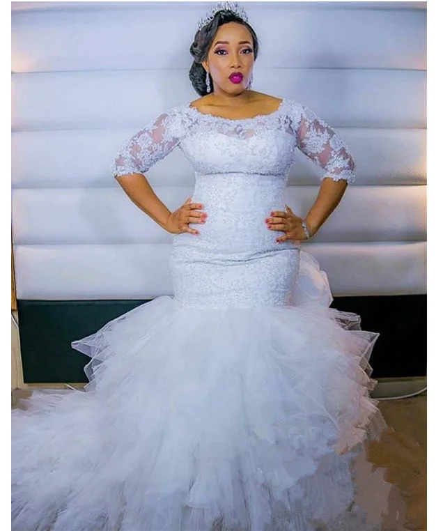 2021 White Fashion Vestido De Noiva Bridal Tulle Mariage Wedding Dress for Women