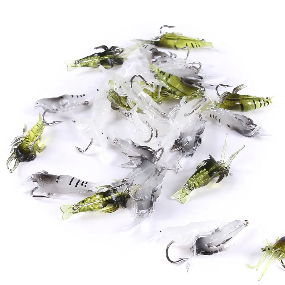Simulation of grass shrimp bait 4cm1.5g Lifelike Shrimp Soft Plastic Lure with a mouth Hook