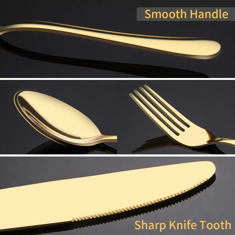 Top Quality Golden Spoon and Fork Set Stainless Steel Dinnerware Set Flatware In Stock